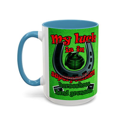 my luck - Accent Mug (green turf)
