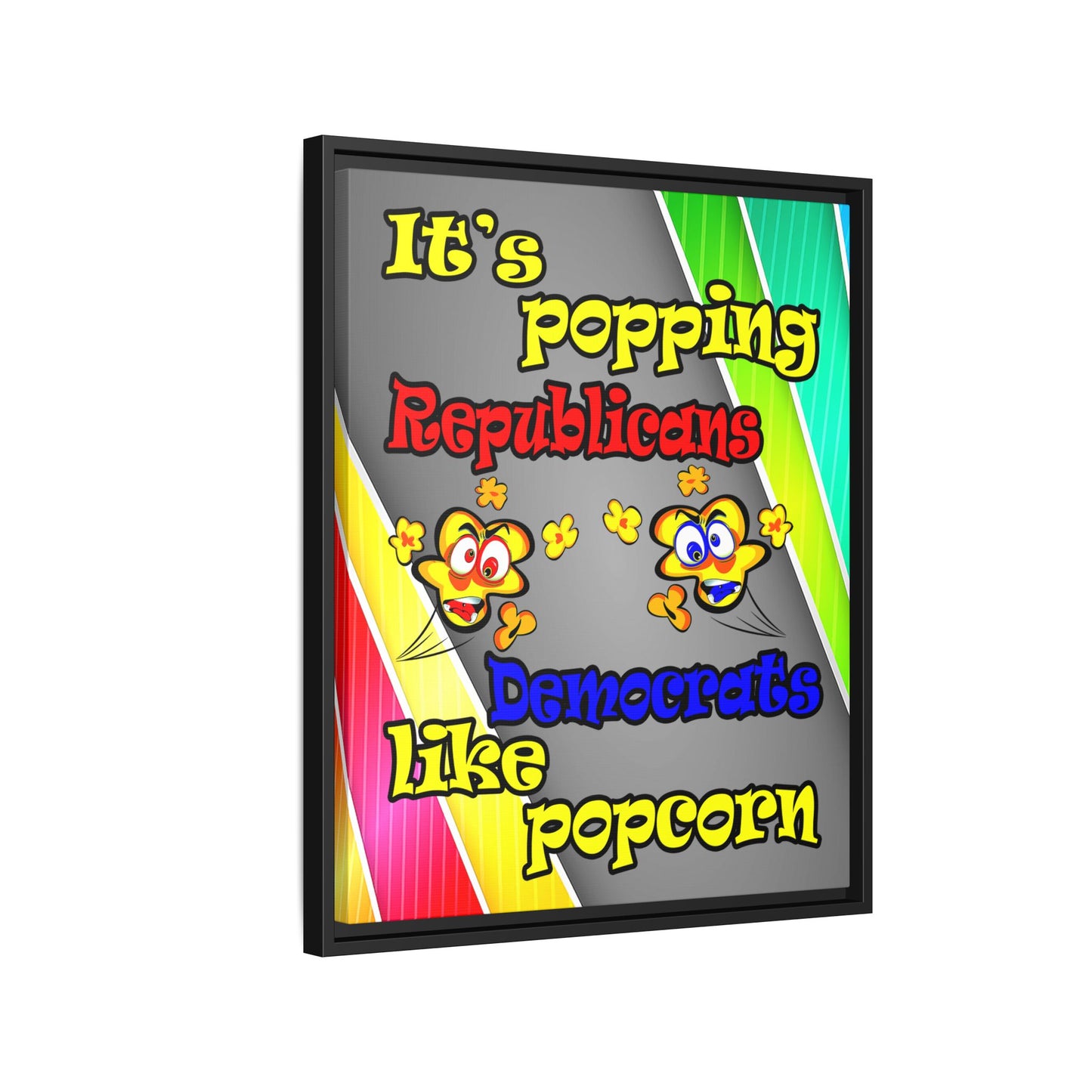 popping like popcorn - framed canvas art (rainbow split)