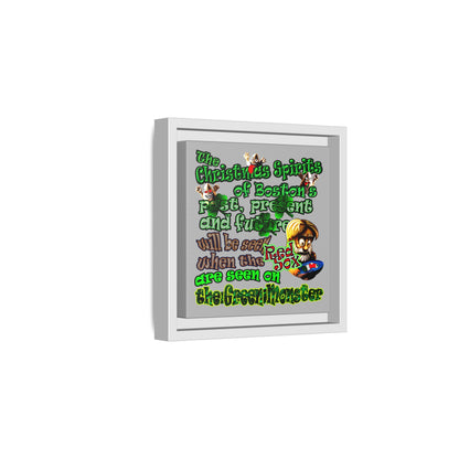 christmas spirits of boston - framed canvas art (light grey)
