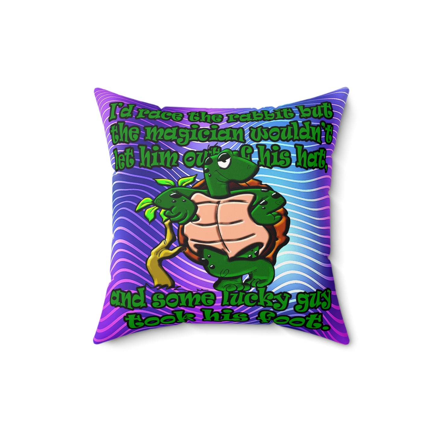turtle race - Faux Suede Square Pillow - (purple wave)
