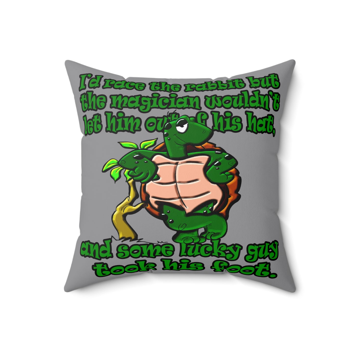 turtle race - Spun Polyester Square Pillow - (grey)