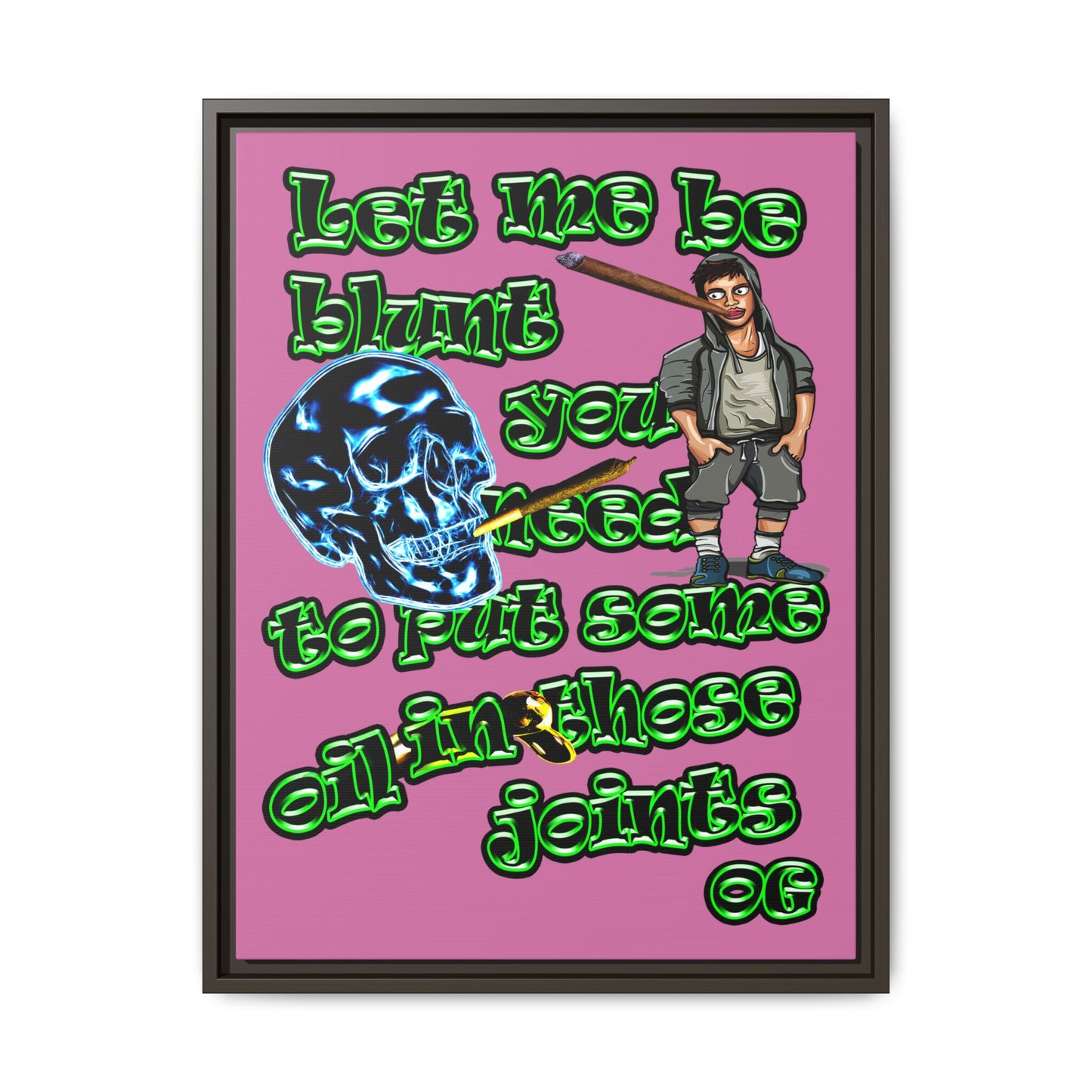 og - framed canvas art (light pink)
