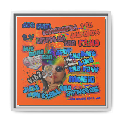 drop the beat - framed canvas art (orange)