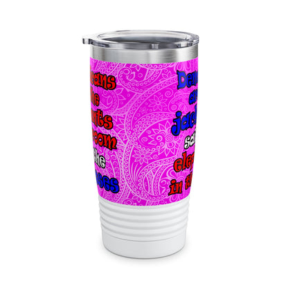 donkeys and elephants - Ringneck Tumbler, 20oz (pink swirl)