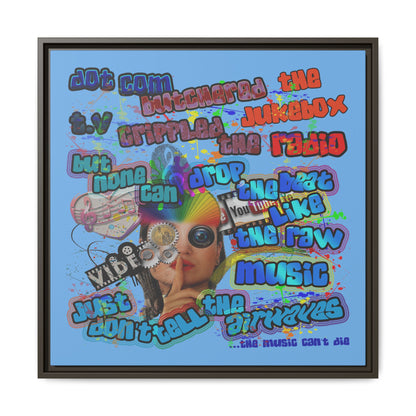 drop the beat - framed canvas art (light blue)