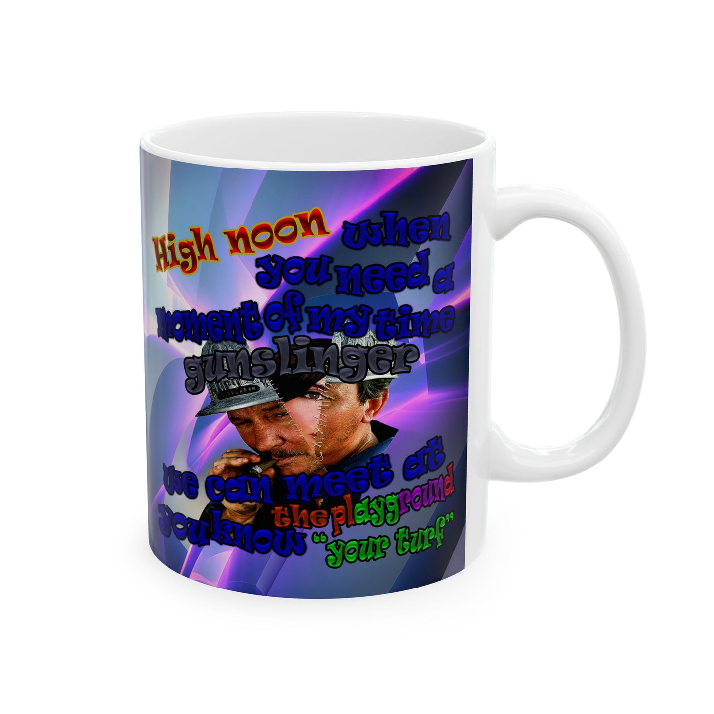 high noon - White Mug (grey-pink wave)