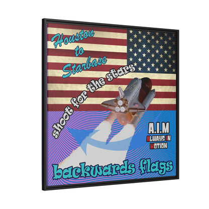 shoot for the stars - framed canvas art (light blue-purple wave)
