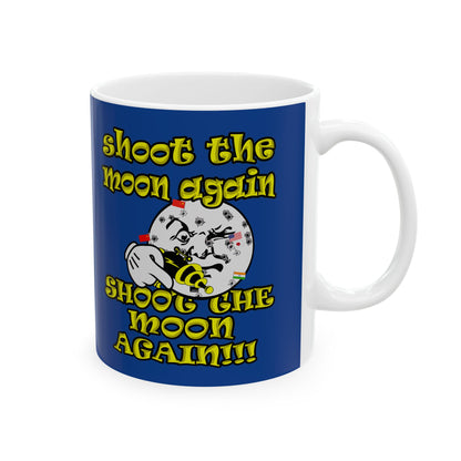 shoot the moon again - White Mug (dark blue)