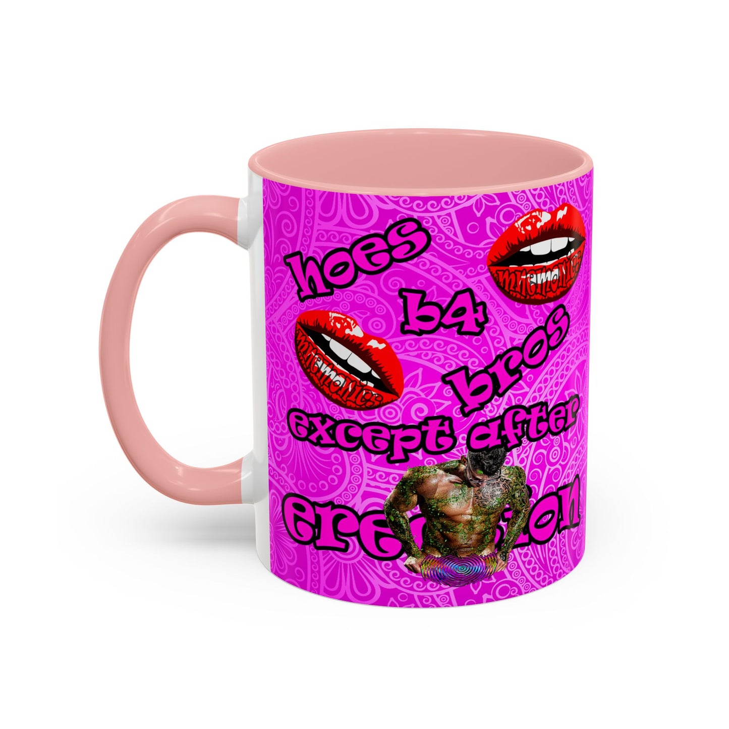 hoes b4 bros - Accent Mug (pink swirl)