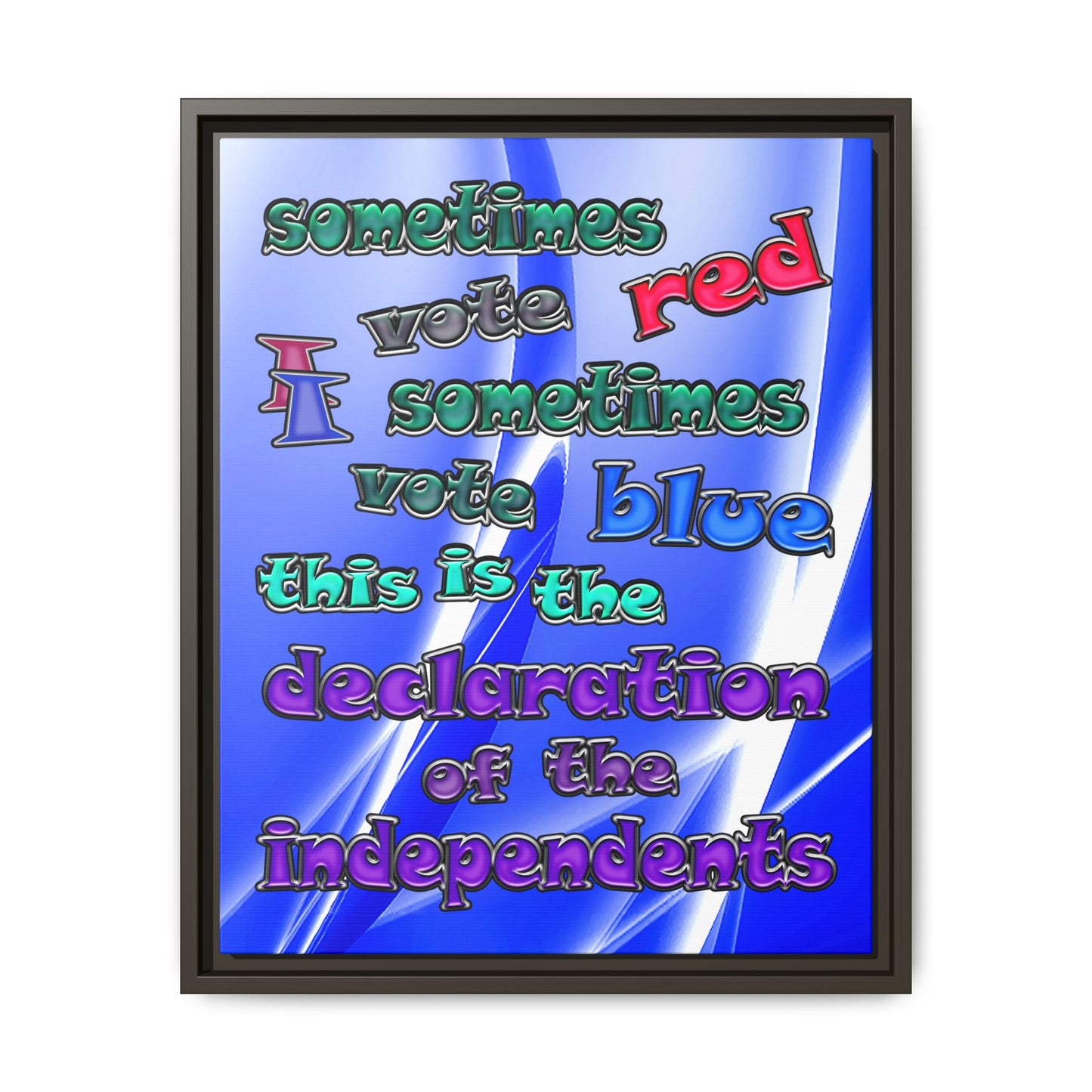 declaration of the independents - framed canvas art (blue-white wave)
