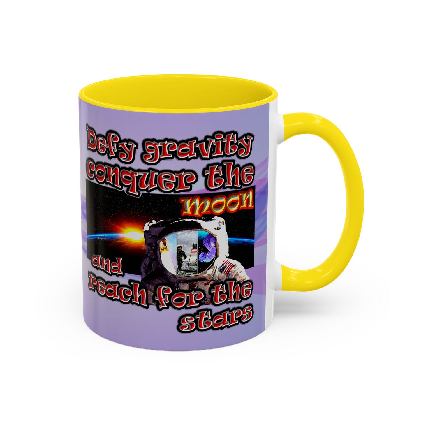 defy conquer reach - Accent Mug (light blue-pink wave)