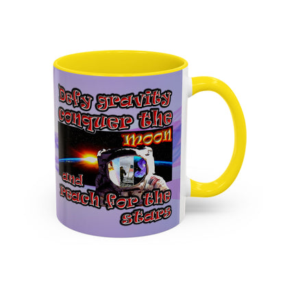 defy conquer reach - Accent Mug (light blue-pink wave)
