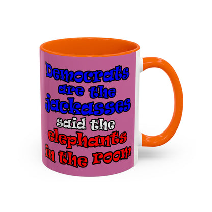 donkeys and elephants - Accent Mug (light pink)