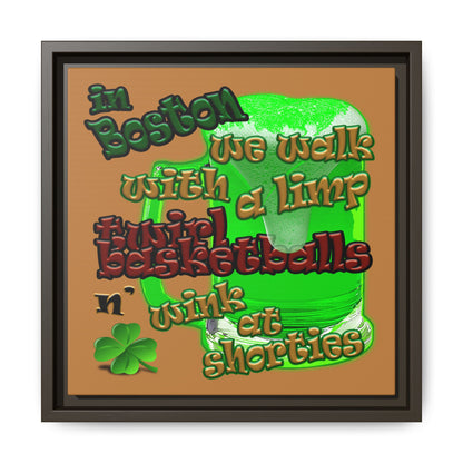 celtics logo - framed canvas art (light brown)