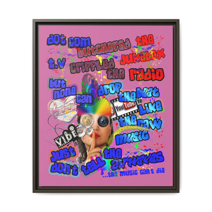 drop the beat - framed canvas art (light pink)