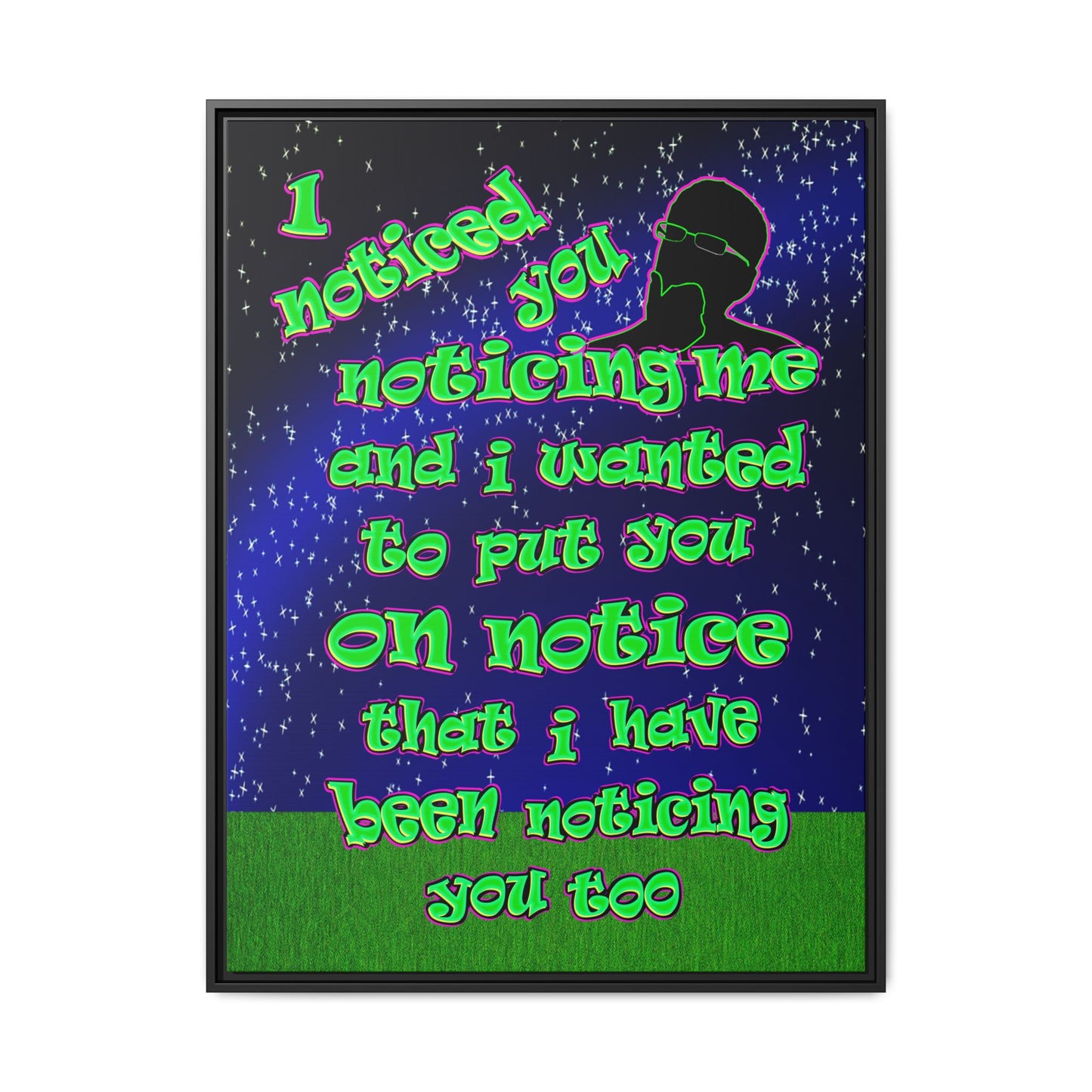 noticed you noticing - framed canvas art ('snoops' background)