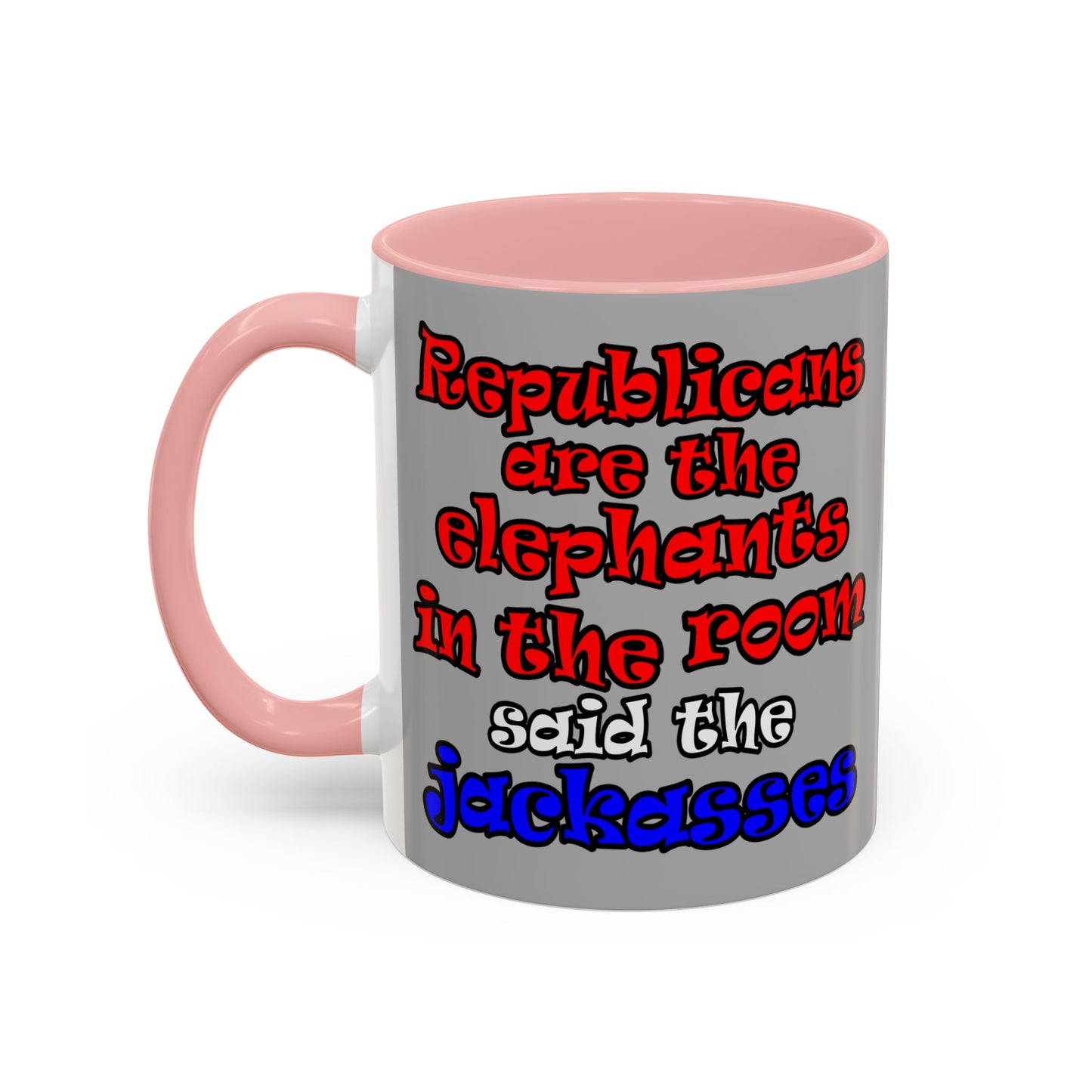 donkeys and elephants - Accent Mug (light grey)