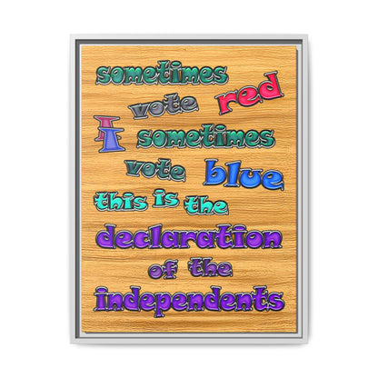 declaration of the independents - framed canvas art (butterscotch wood finish)