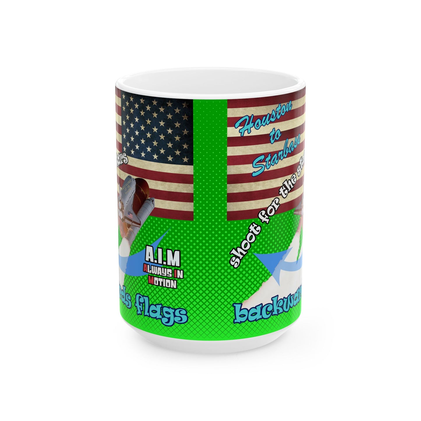 shoot for the stars - White Mug (logo green)