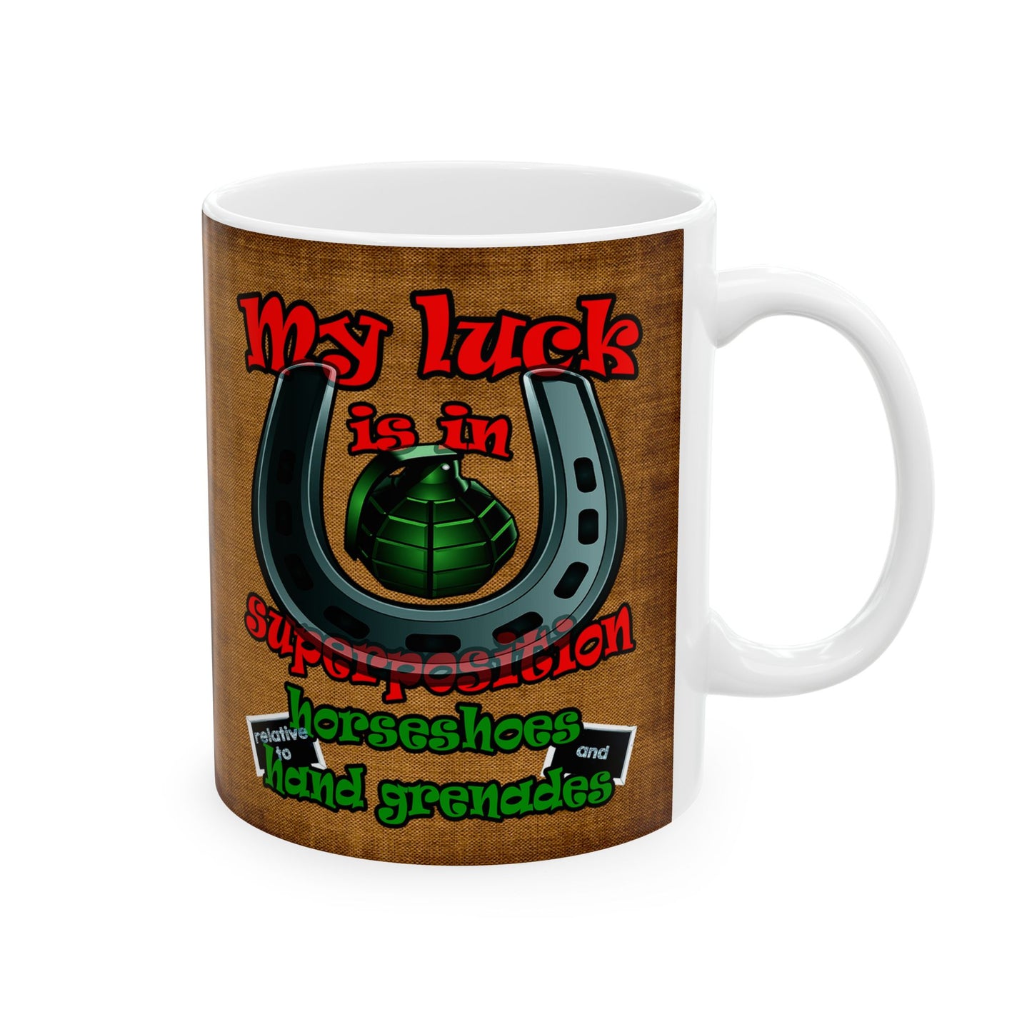 my luck - White Mug (brown papyrus)