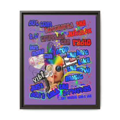 drop the beat - framed canvas art (light purple)