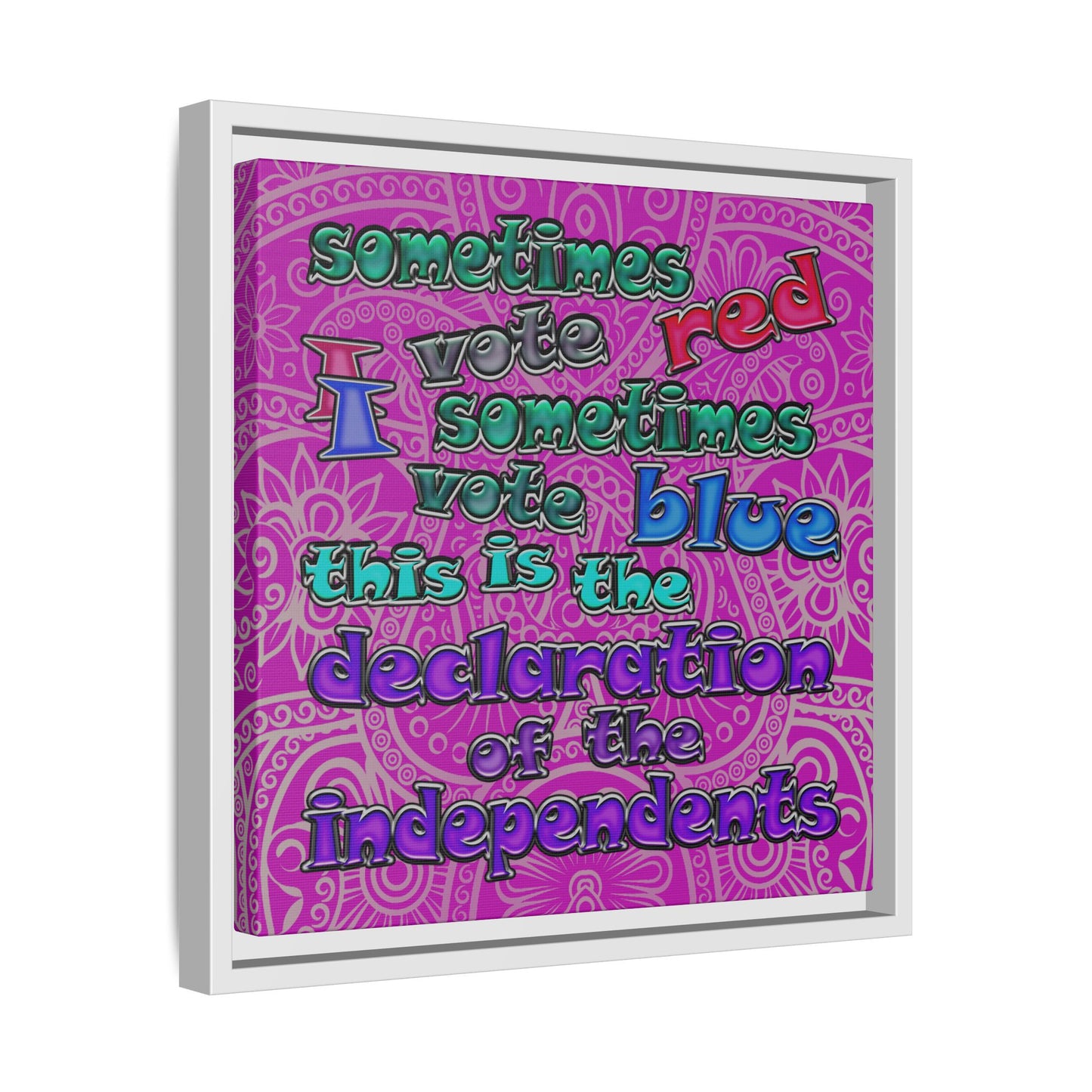 declaration of the independents - framed canvas art (pink swirl)