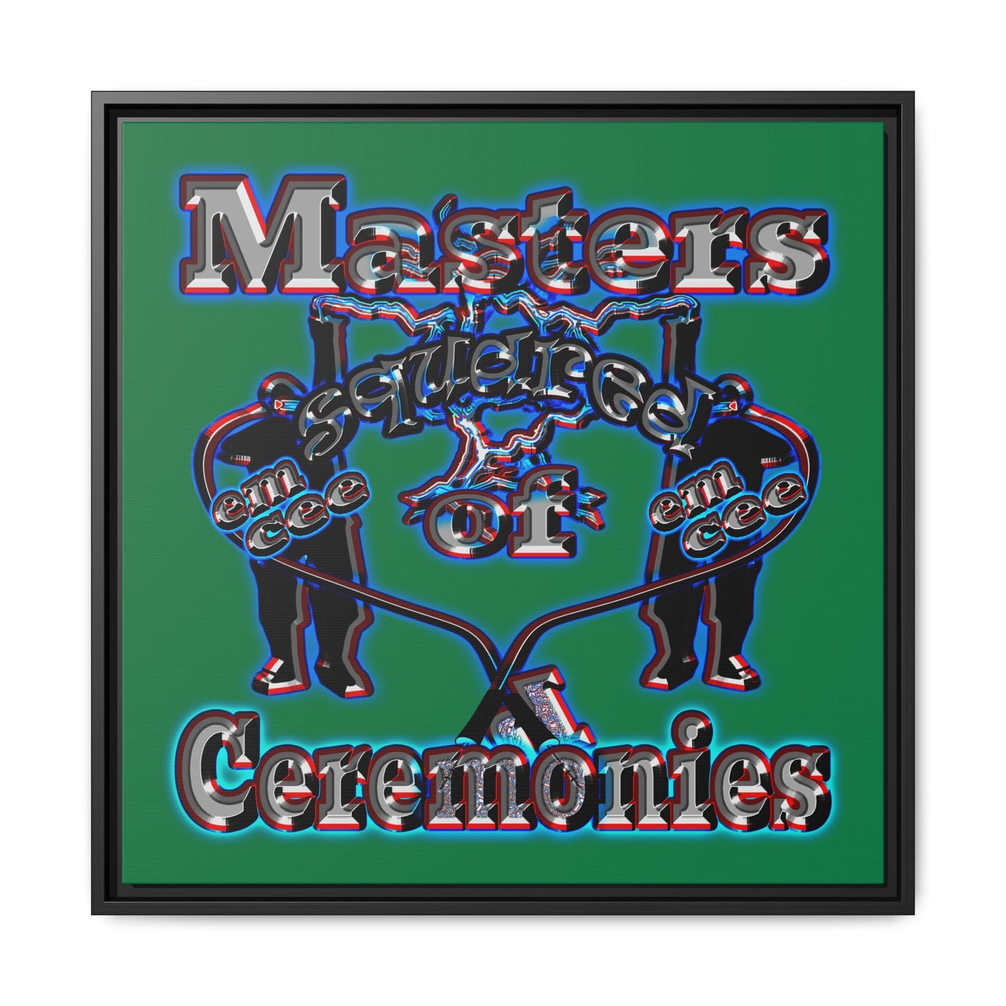 em cee squared - framed canvas art (dark green)