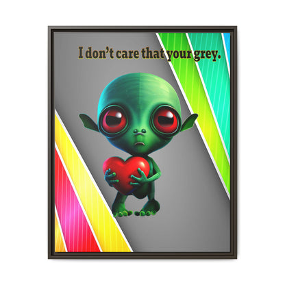 I don't care that your grey - framed canvas art (rainbow split)