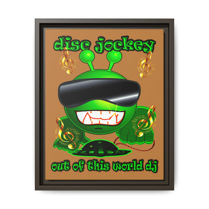 disc jockey - framed canvas art (light brown)