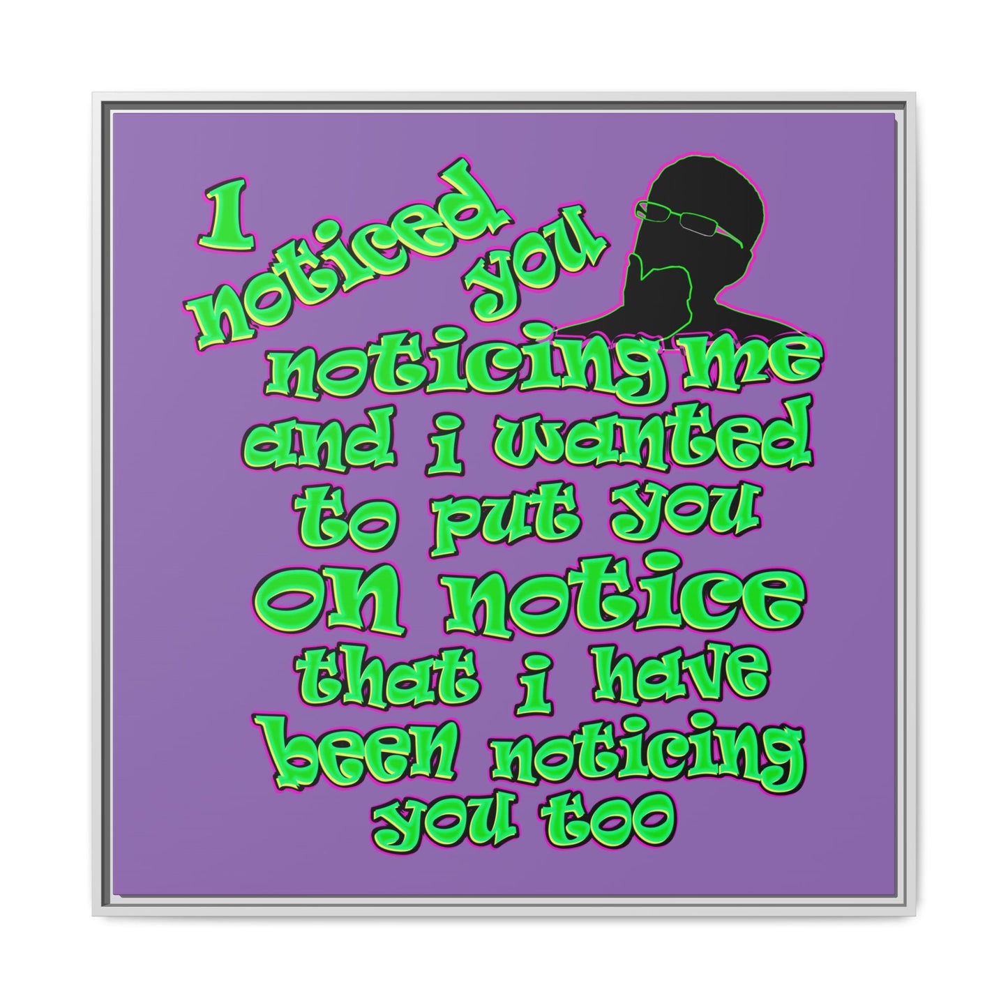noticed you noticing - framed canvas art (light purple)