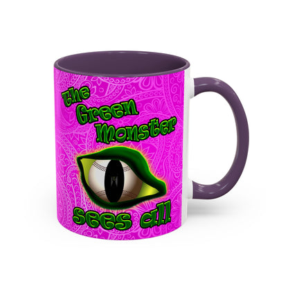 green monster - Accent Mug (pink swirl)