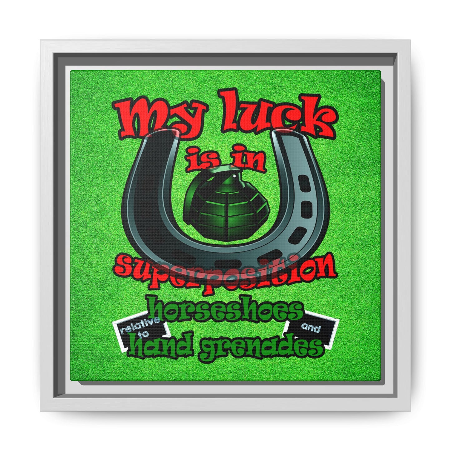 my luck - framed canvas art (green turf)