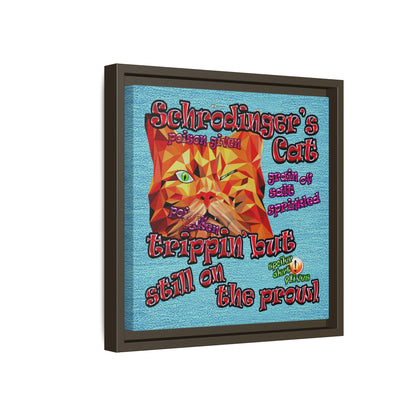schrodinger's cat - framed canvas art (faded blue)
