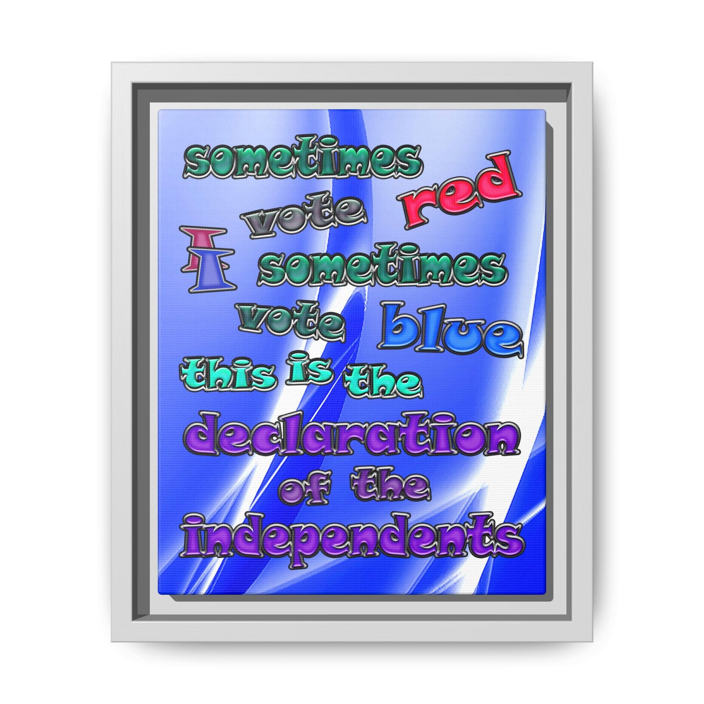 declaration of the independents - framed canvas art (blue-white wave)