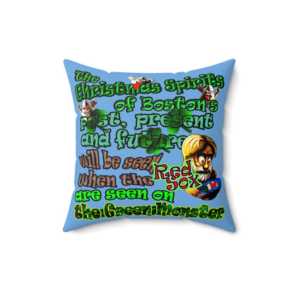 christmas spirits of boston - Spun Polyester Square Pillow - (light blue)