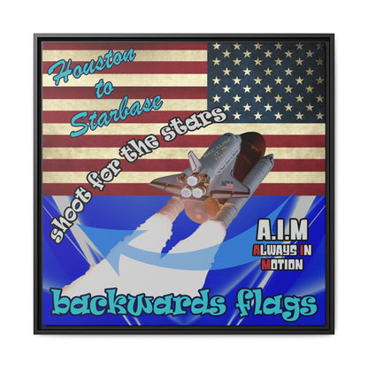 shoot for the stars - framed canvas art (blue-white wave)