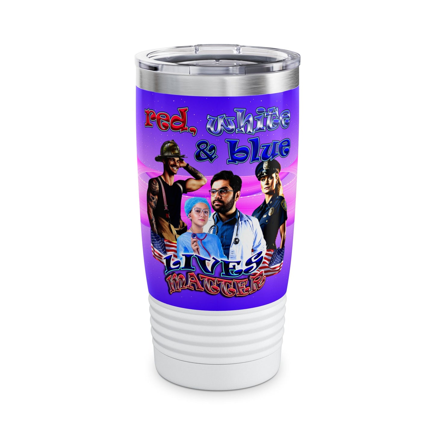 rw&b lives matter - Ringneck Tumbler, 20oz (purple-pink wave)