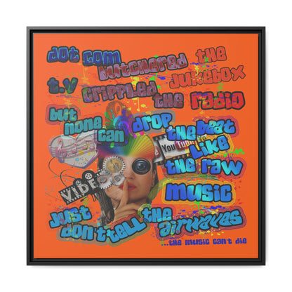 drop the beat - framed canvas art (orange)