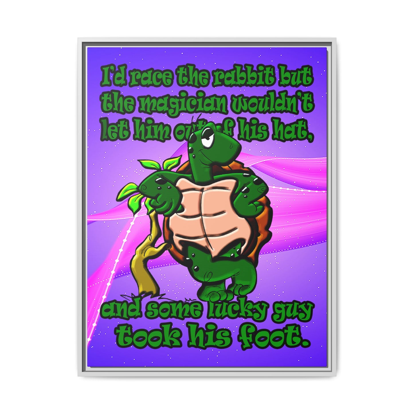 turtle race - framed canvas art (purple-pink wave)