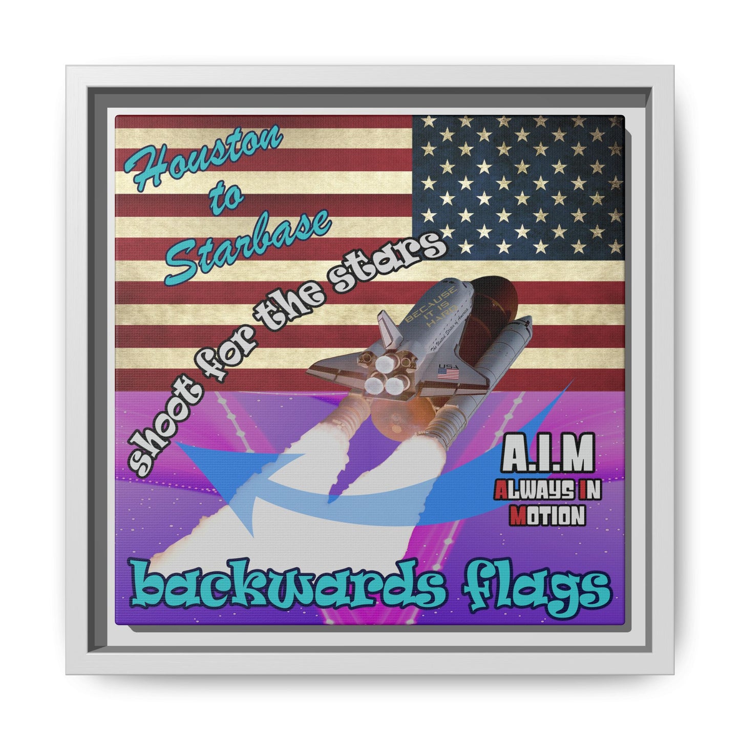 shoot for the stars - framed canvas art (purple-pink wave)