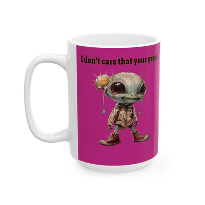 I don't care that your grey - White Mug (pink)