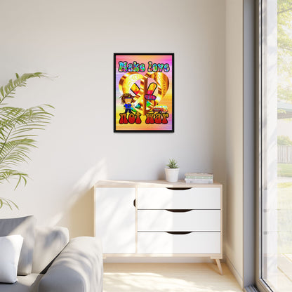 love peace - framed canvas art (color blur)