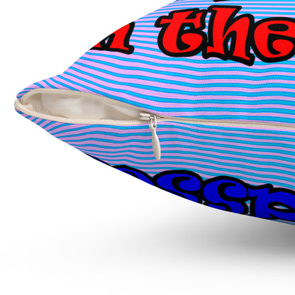 donkeys and elephants - Spun Polyester Square Pillow - (light blue-purple wave)