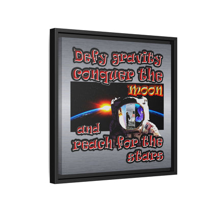 defy conquer reach - framed canvas art (brushed nickel)