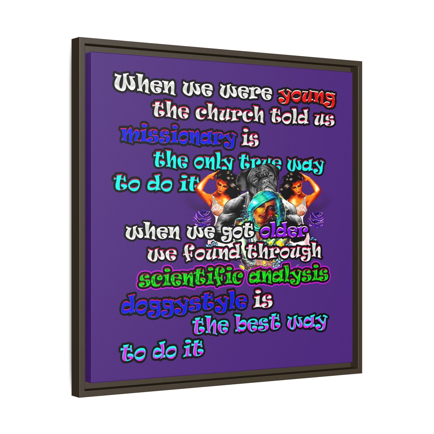 doggystyle - framed canvas art (purple)