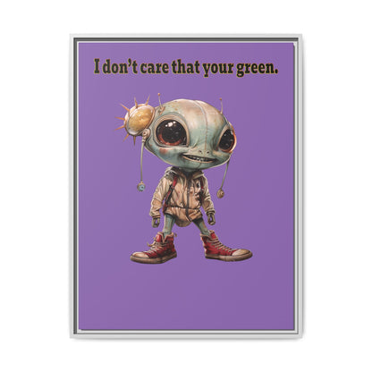 I don't care that your green - framed canvas art (light purple)