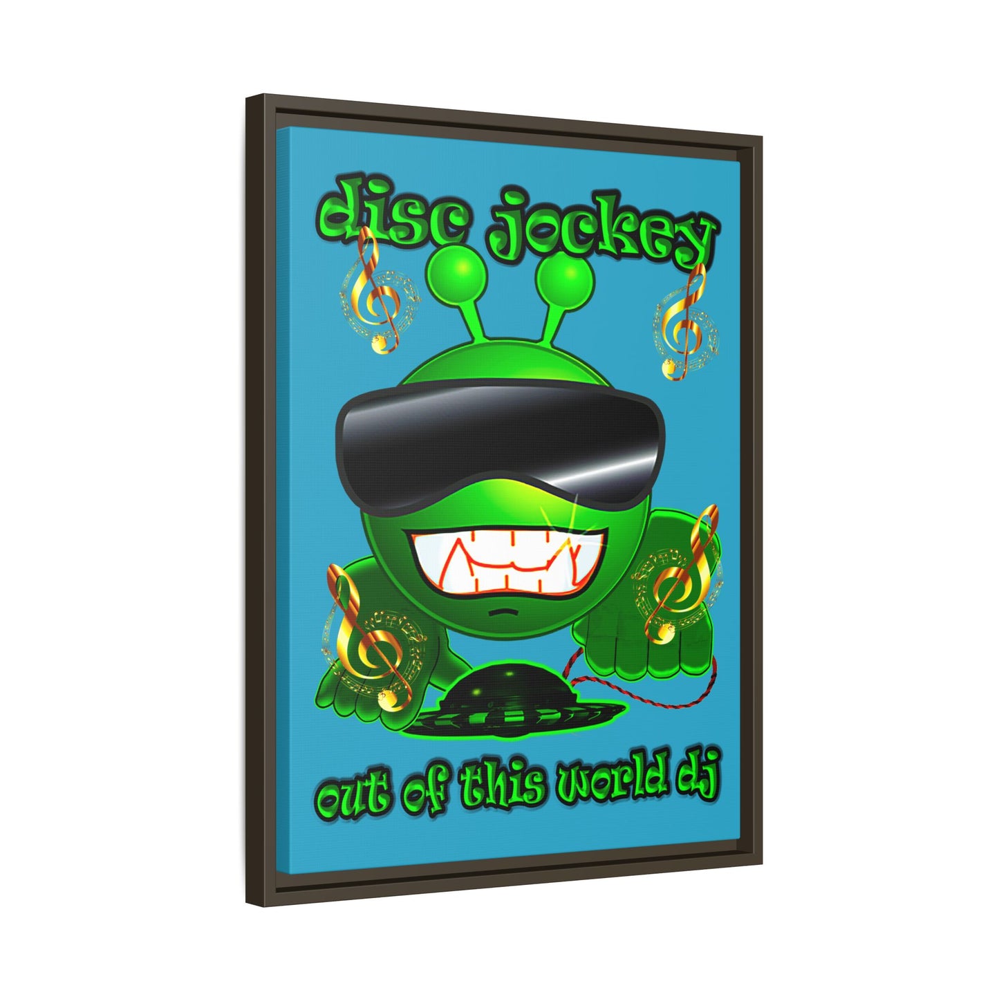 disc jockey - framed canvas art (turquoise)
