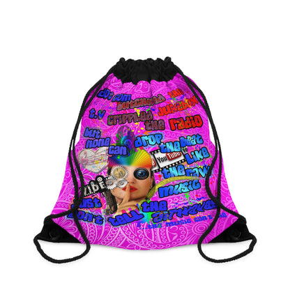 drop the beat - Drawstring Bag (pink swirl)