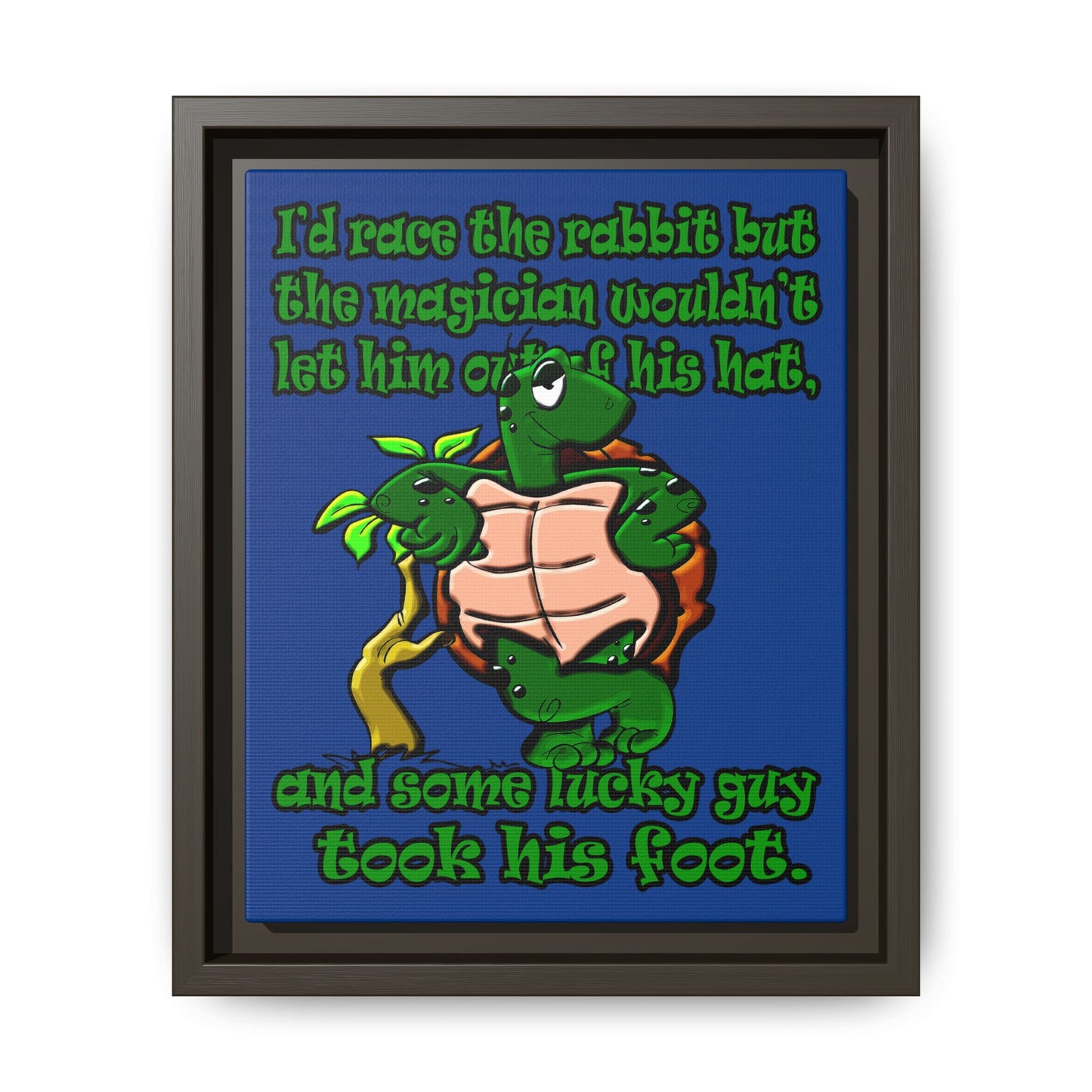 turtle race - framed canvas art (dark blue)