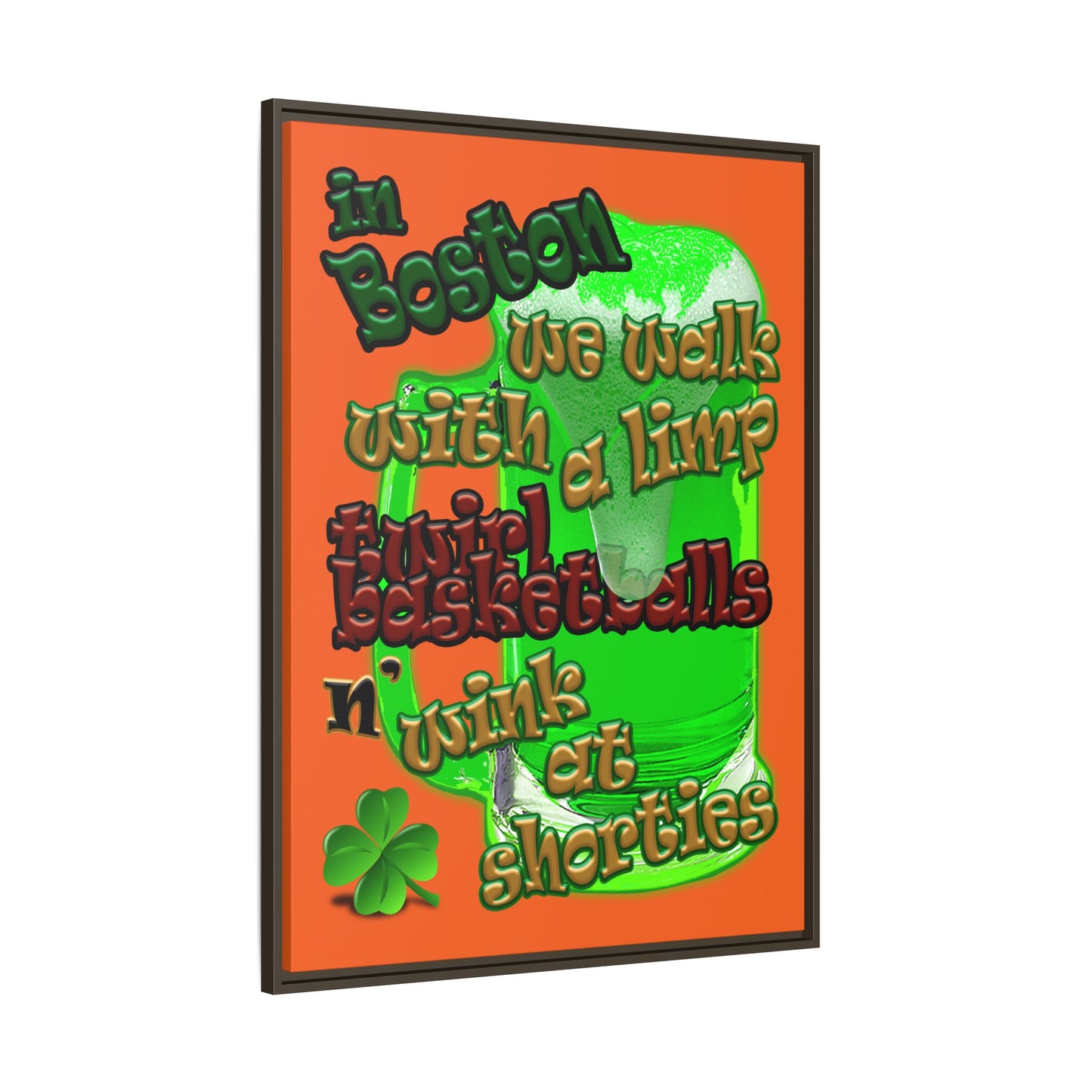celtics logo - framed canvas art (orange)